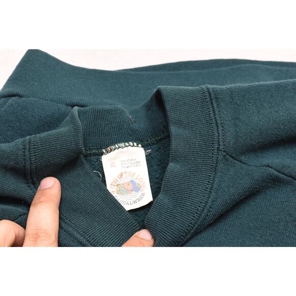 Vintage Fruit of the Loom Christmas Sweatshirt Plus Size XL Green W/ Stain - Picture 2 of 8